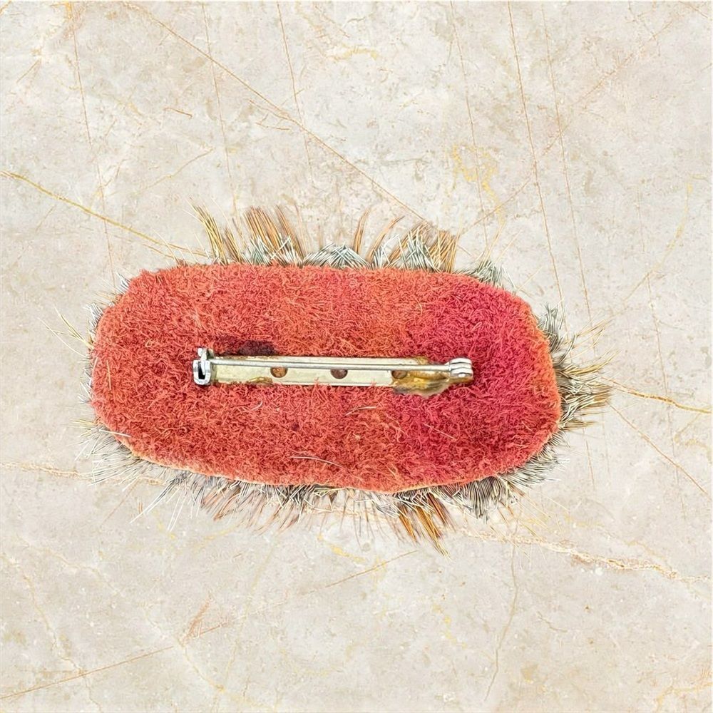 Vintage Feather Brooch Pin Red Orange Southwestern Boho 1970s 1980s - Picture 2 of 3